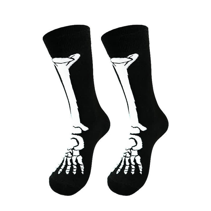 Plusock Halloween Skeleton Print Cotton Crew Socks (3 Pairs) - A - EU36-43 (US3-9) - image 0