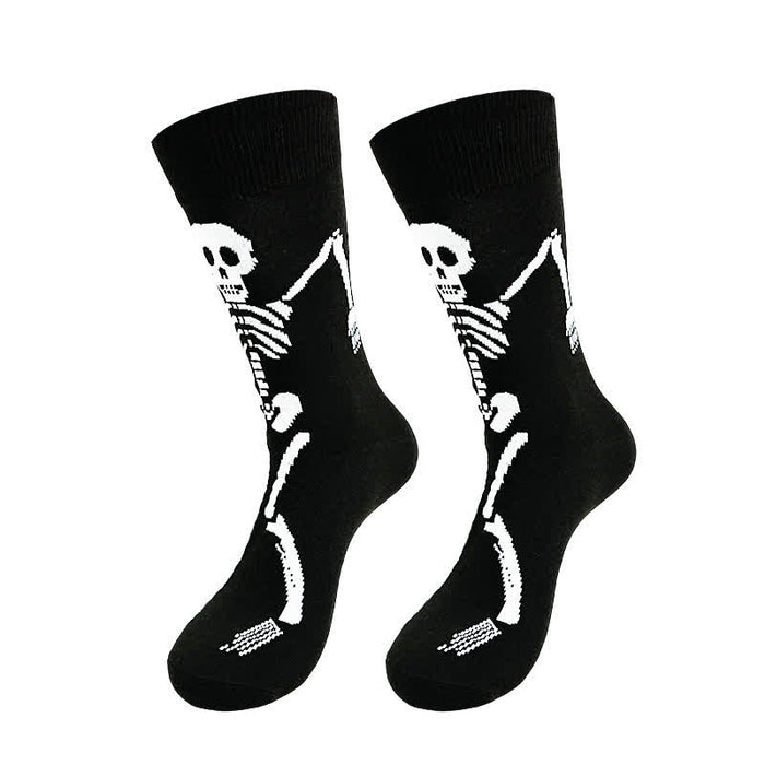 Plusock Halloween Skeleton Print Cotton Crew Socks (3 Pairs) - B - EU36-43 (US3-9) - image 1