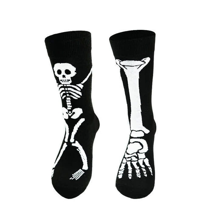 Plusock Halloween Skeleton Print Cotton Crew Socks (3 Pairs) - C - EU36-43 (US3-9) - image 2