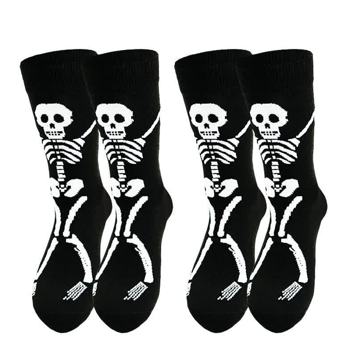 Plusock Halloween Skeleton Print Cotton Crew Socks (3 Pairs) - image 3