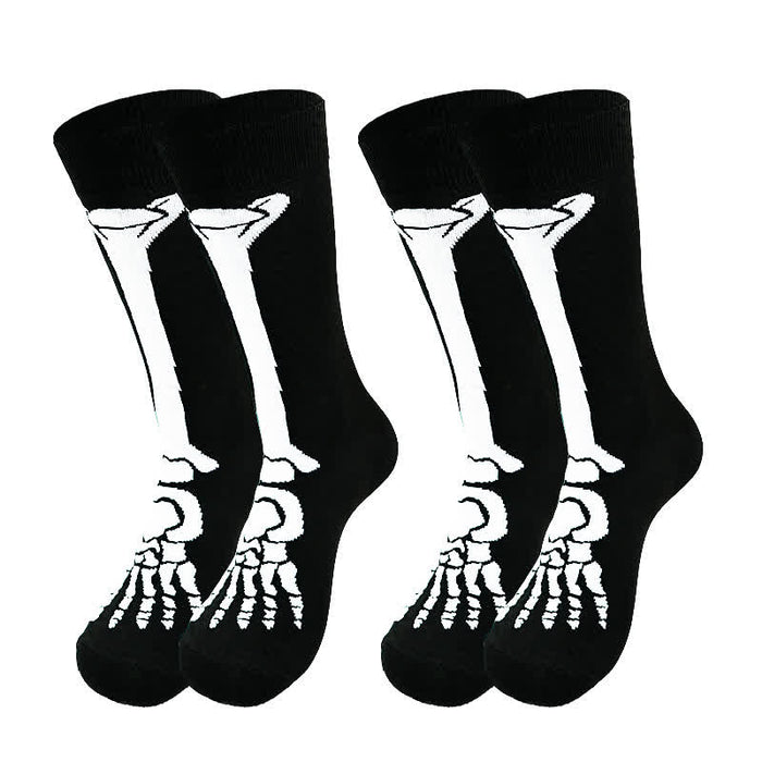 Plusock Halloween Skeleton Print Cotton Crew Socks (3 Pairs) - image 4