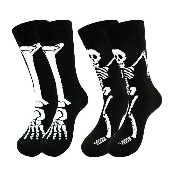 Plusock Halloween Skeleton Print Cotton Crew Socks (3 Pairs) - image 5