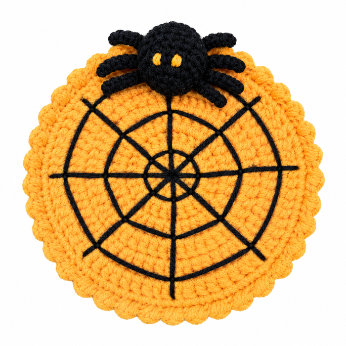 Plusock Halloween Spider Crochet Coasters - Orange - One Size - image 6