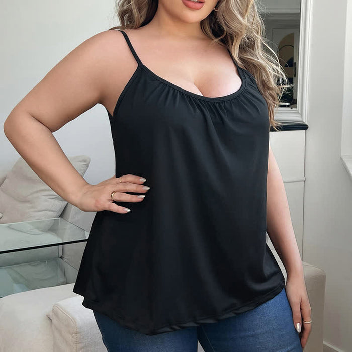 Plusock Loose Padded Wireless Cup Camisole - Black - 6XL - image 4