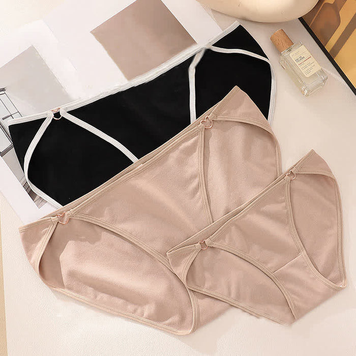 Plusock Low-rise Sexy Cotton Heart Hollow Out Brief(3 Packs)