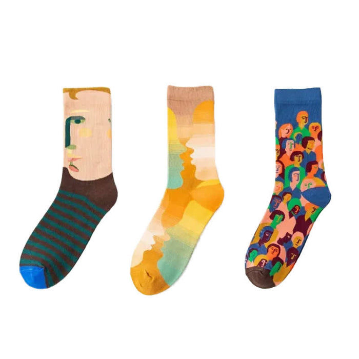 Plusock Playful Painting Pattern Quarter Socks(3 Pairs) - image 4