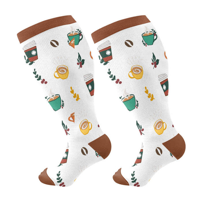 Plusock Plus Size Coffee Series Compression Socks(3 Pairs) - White(1 Pair) - 4XL - image 6