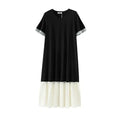 Plusock Plus Size Contrast Hem Midi Dress - Black - 6XL - image 0