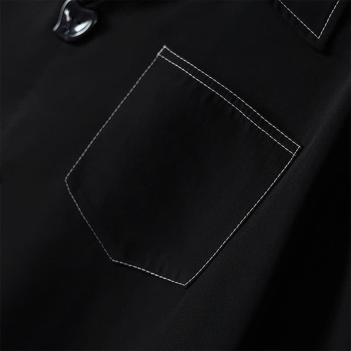 Plusock Plus Size Contrast Stitch Camp Collar Shirt Blouse - image 4