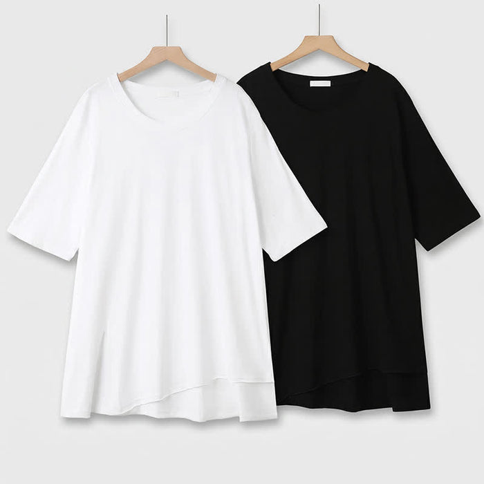 Plusock Plus Size Cotton Stretch Split Hem Tee - image 0