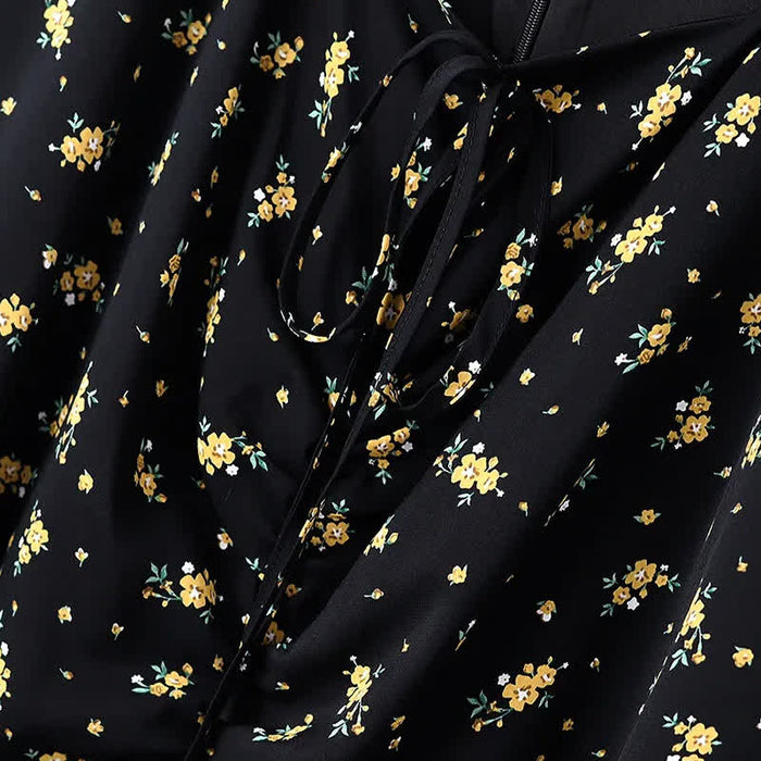 Plusock Plus Size Ditsy Floral Tie Neck Ruffle Hem Midi Dress - image 3