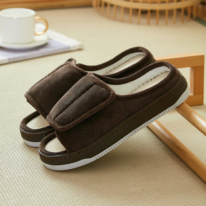 Plusock Plus Size Easy On Velcro Non-slip Slippers - Brown - EU48-49(US12-12.5) - image 6