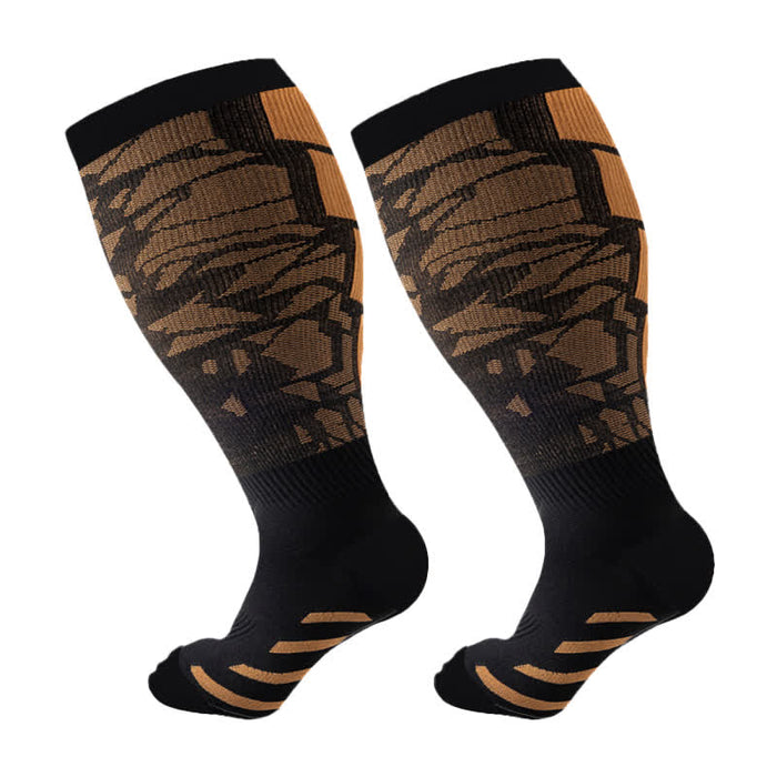 Plusock Plus Size Graphic Fitness Compression Socks(3 Pairs)