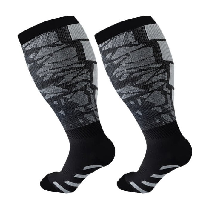 Plusock Plus Size Graphic Fitness Compression Socks(3 Pairs)