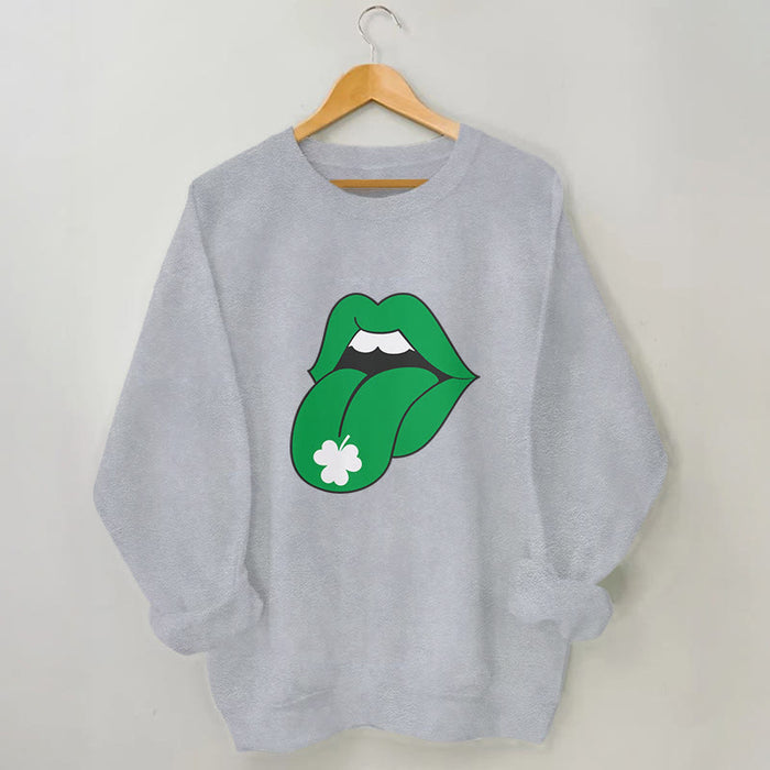 Plusock Plus Size Green Lips Sweatshirt