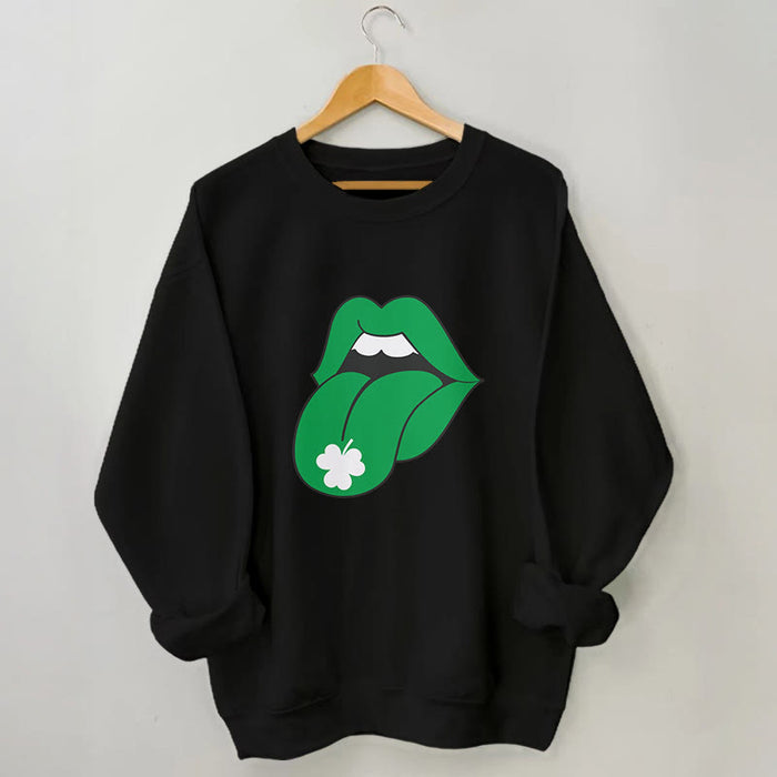 Plusock Plus Size Green Lips Sweatshirt
