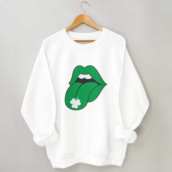 Plusock Plus Size Green Lips Sweatshirt