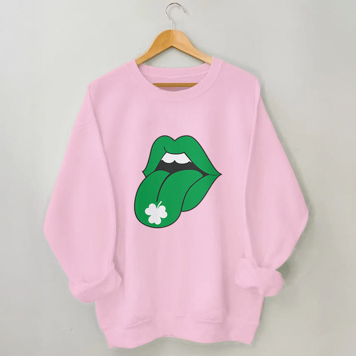 Plusock Plus Size Green Lips Sweatshirt
