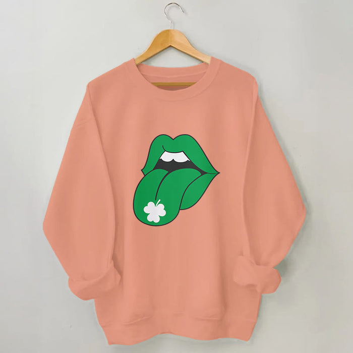 Plusock Plus Size Green Lips Sweatshirt
