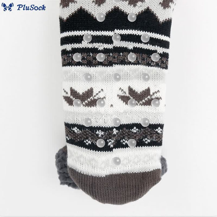 Plusock Plus Size Grid Rhombus Slipper Socks(2 Pairs)