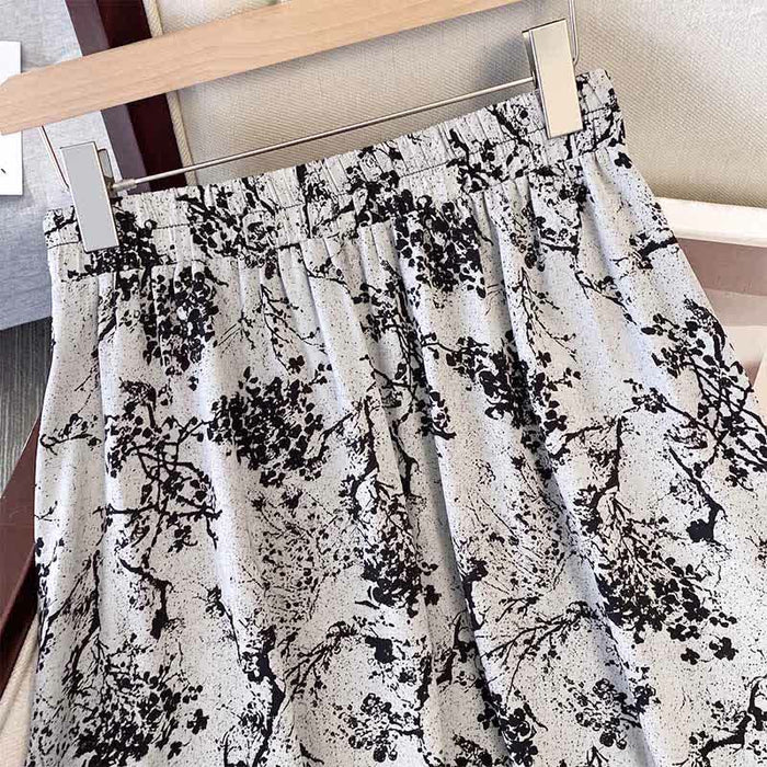 Plusock Plus Size Ink Floral Knot Detail Top And Skirt Set - image 2