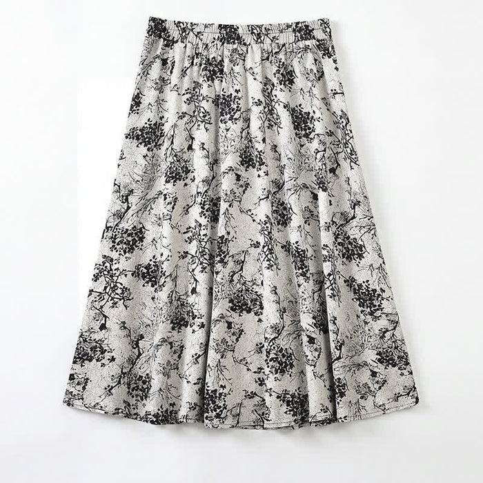 Plusock Plus Size Ink Floral Knot Detail Top And Skirt Set - Midi Skirt - 6XL - image 4