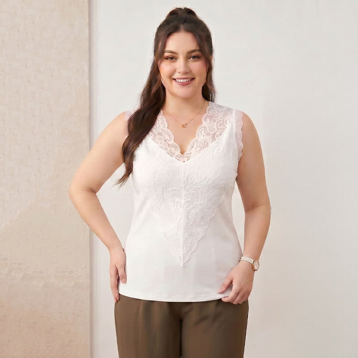Plusock Plus Size Lace V Neck Tank Top - image 0