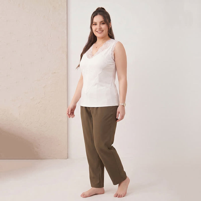 Plusock Plus Size Lace V Neck Tank Top - image 4