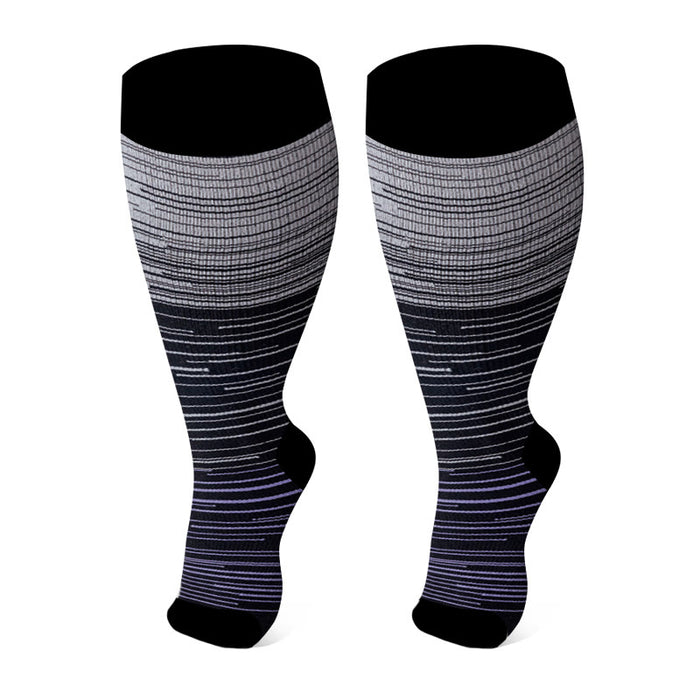 Plusock Plus Size Open Toe Compression Socks - Purple - 4XL - image 6