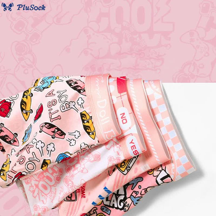 Plusock Plus Size Pink Series Boxer Briefs(4 Packs)