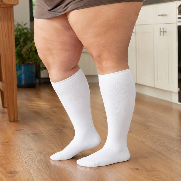 Plusock Plus Size White Bamboo Compression Socks - image 4