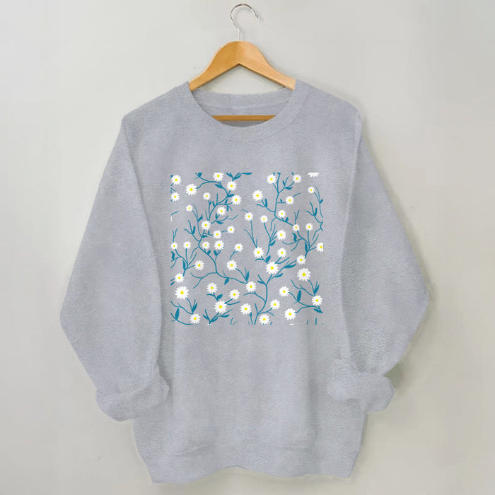 Plusock Plus Size White Daisy Sweatshirt