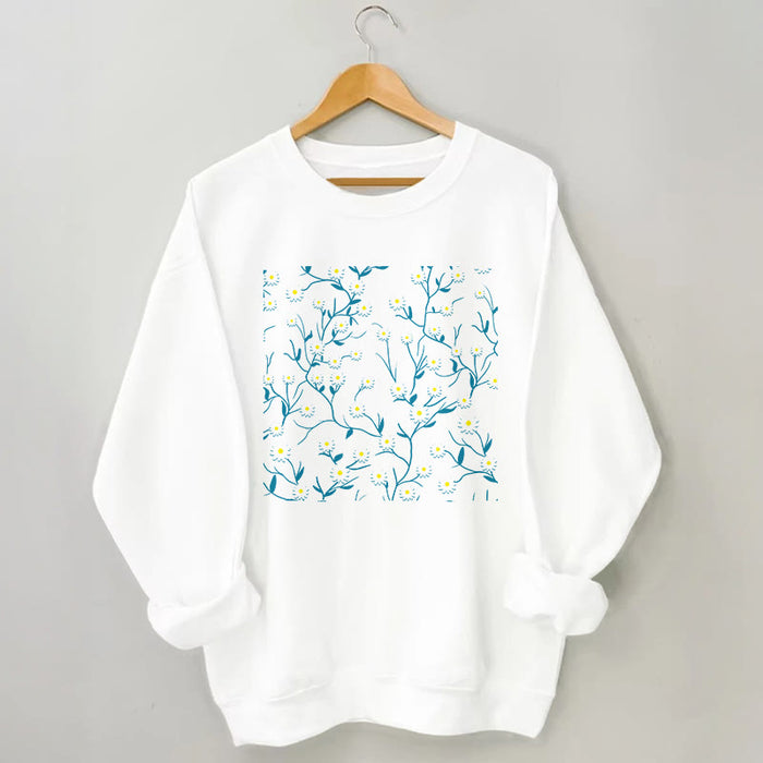 Plusock Plus Size White Daisy Sweatshirt