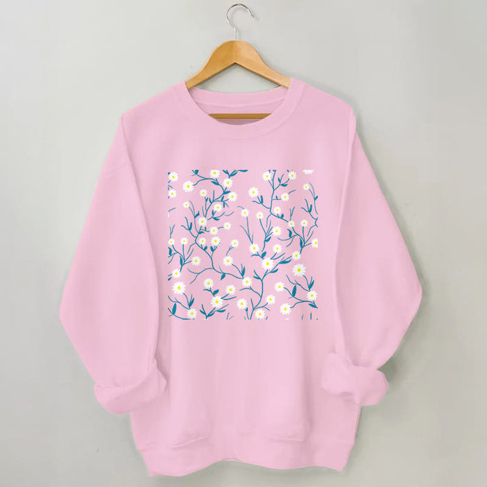 Plusock Plus Size White Daisy Sweatshirt