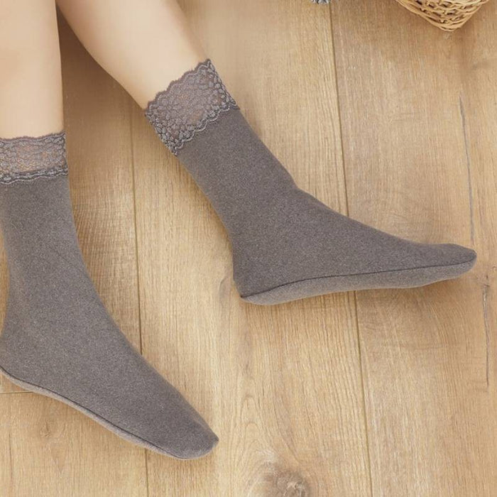 Plusock Romantic Lace Trim Quarter Socks(8 Pairs) - Grey - EU36-40(US3-7) - image 1