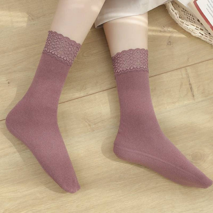 Plusock Romantic Lace Trim Quarter Socks(8 Pairs) - Purple - EU36-40(US3-7) - image 4