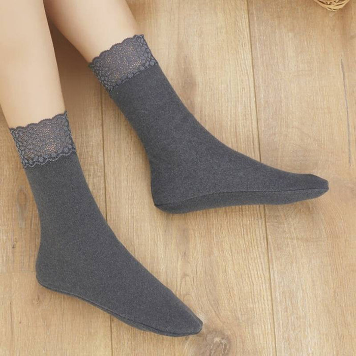 Plusock Romantic Lace Trim Quarter Socks(8 Pairs) - Blue - EU36-40(US3-7) - image 6