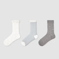 Plusock Ruffle Trim Stripe Sheer Quarter Socks (3 Pairs) - Multicolor - EU35-39(US2-6) - image 1