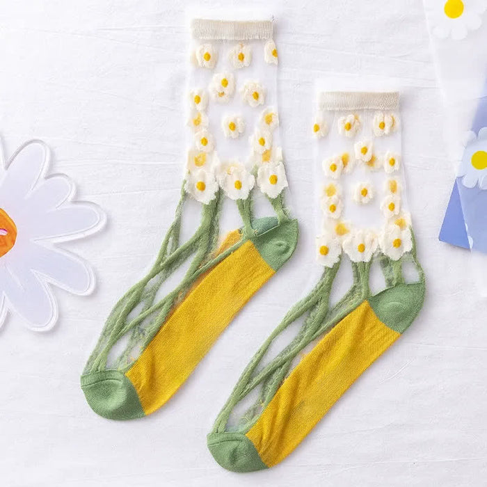 Plusock Sheer Daisy Lace Sheer Quarter Socks(5 Pairs) - image 4