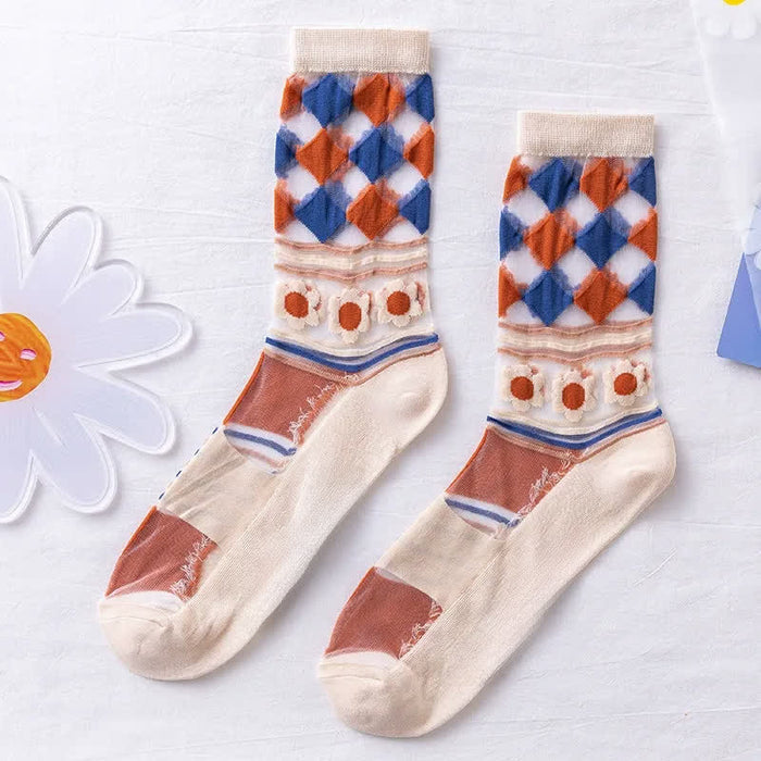 Plusock Sheer Daisy Lace Sheer Quarter Socks(5 Pairs) - image 7
