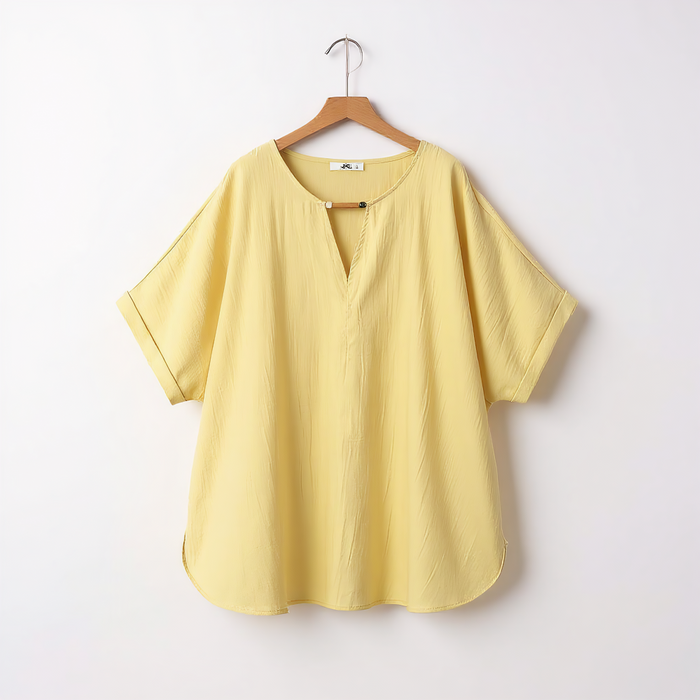 Plusock Yellow Loose Top Floral Skirt Matching Two Piece Set - Blouse - 6XL - image 1