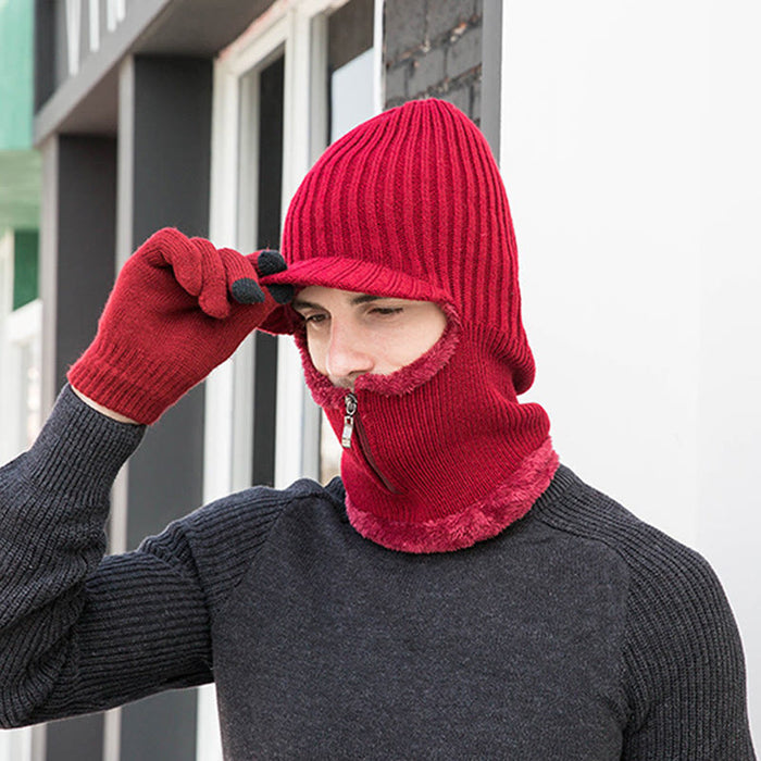 Plusock Zipper Beanie Gloves 2 In 1 Set