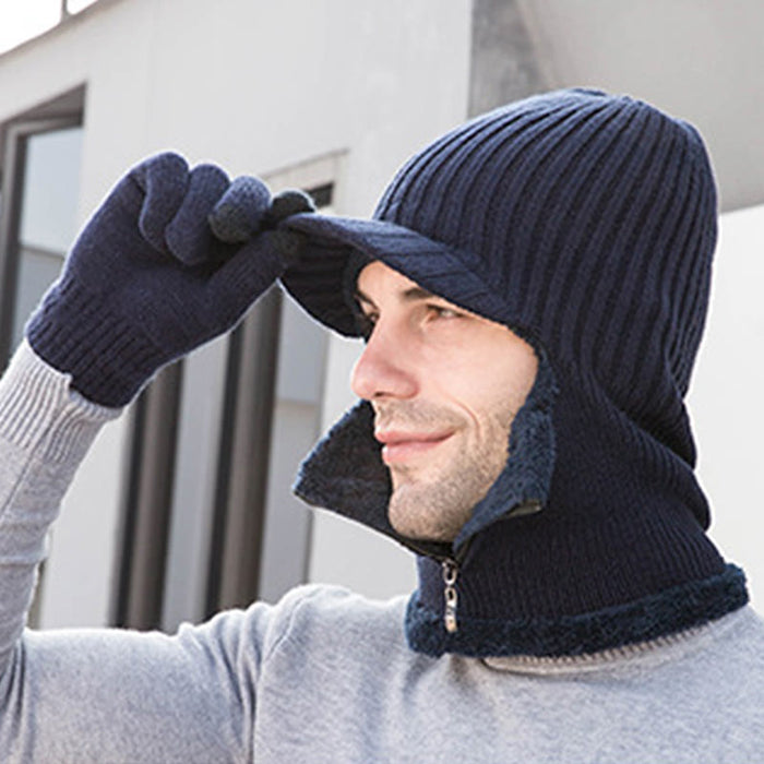 Plusock Zipper Beanie Gloves 2 In 1 Set