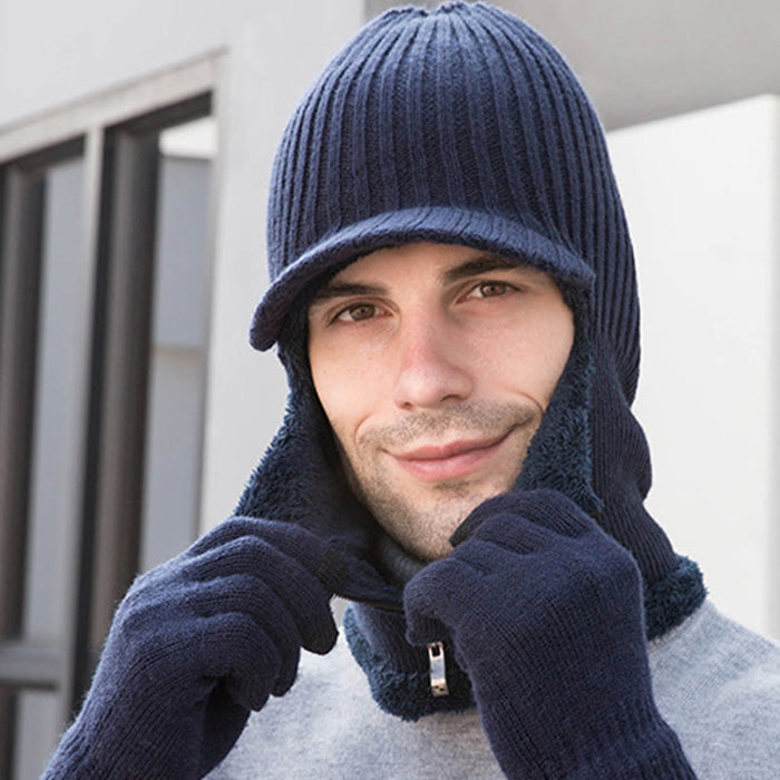 Plusock Zipper Beanie Gloves 2 In 1 Set