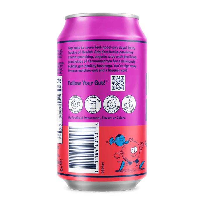 Pomegranate Blueberry in cans Kombucha in cans Health-Ade