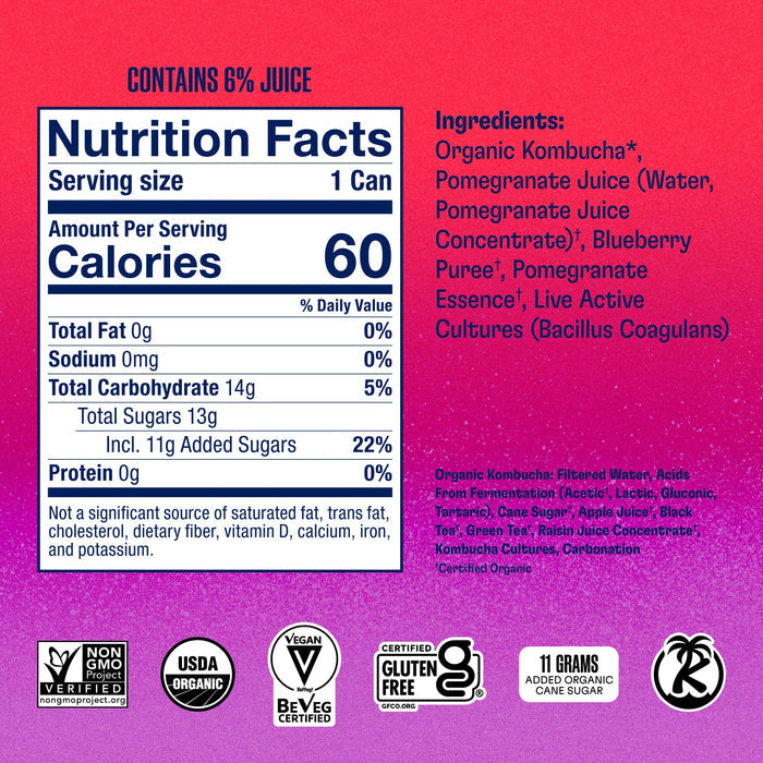 Pomegranate Blueberry in cans Kombucha in cans Health-Ade