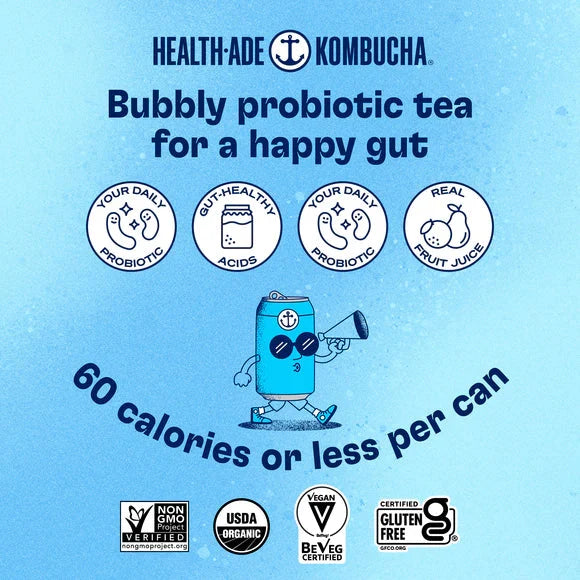 Pomegranate Blueberry in cans Kombucha in cans Health-Ade
