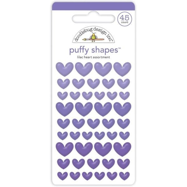 Puffy Stickers - Mini Hearts - Lilac
