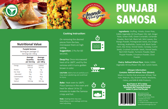 PUNJABI SAMOSA 25 PCS (RETAIL VP) 75G X 25PCS X 4 PACKS