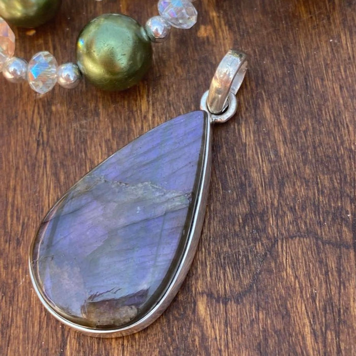 Purple Labradorite 925 Sterling Silver Pendant | Hand Cut by Geologist Ben Davis
